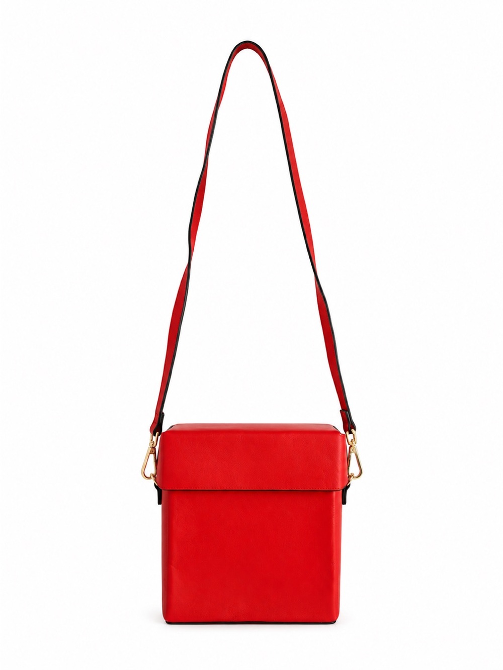 Topshop Red Faux Leather Box Crossbody Bag